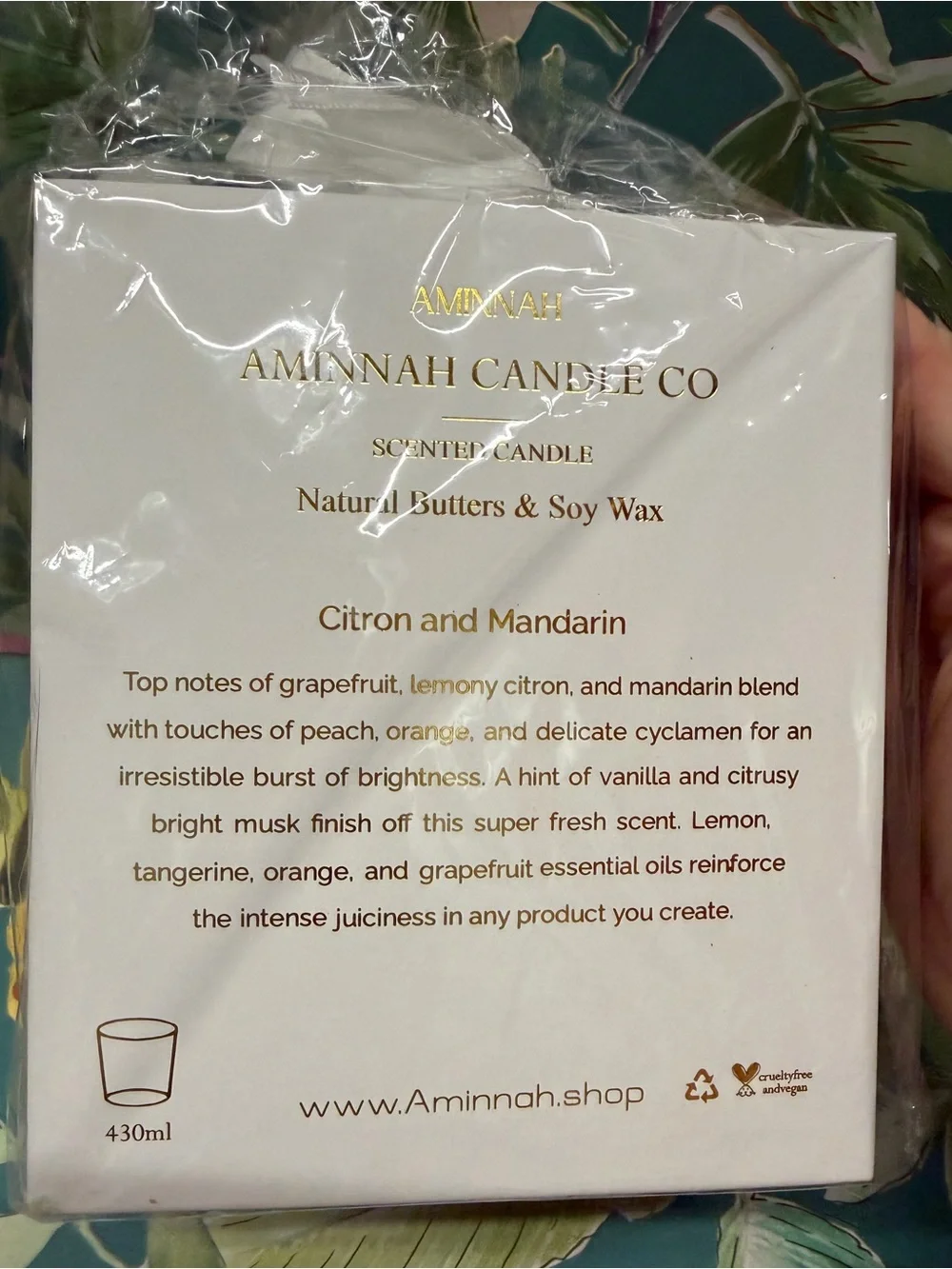 Aminnah Citron & Mandarin Soy Candle 430ml Gift Box NWT
